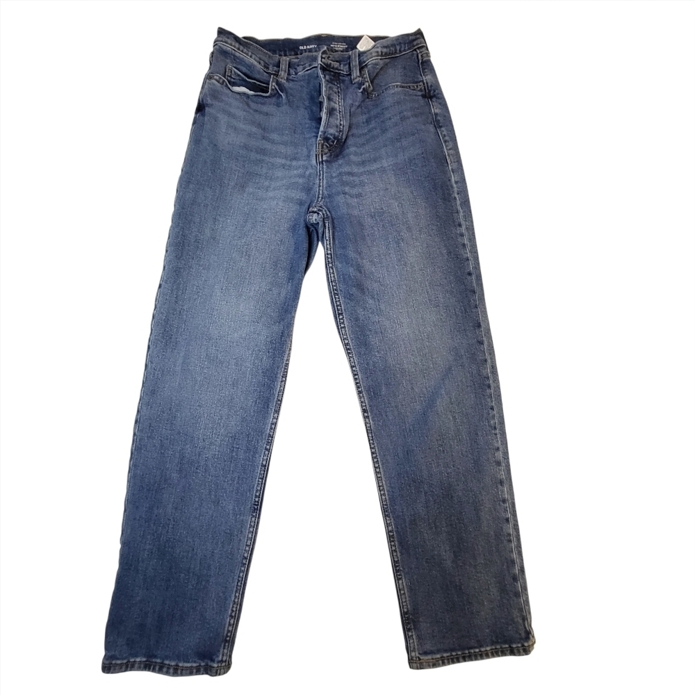 Old Navy Extra Hi-rise Sky Hi Straight Medium Blue Wash Women Size 8